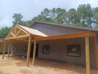 Rhino Pole - Brown Barndominium (angled front view)